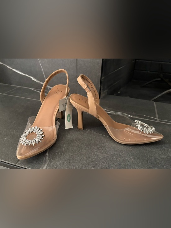 a new day Shoes - a new day Nude Clear Strap Slingback Heels